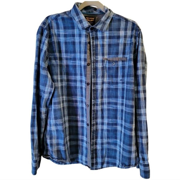 PME Legend Blue Plaid Button Down Shirt Size XL - Picture 1 of 4
